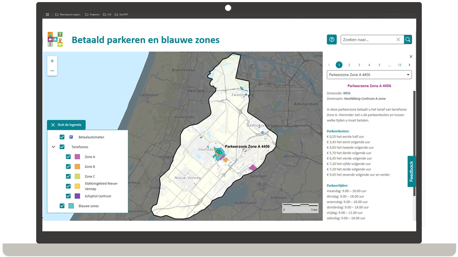 Voorbeeld van interactieve kaart in GeoWeb bij gemeente Haarlemmermeer
